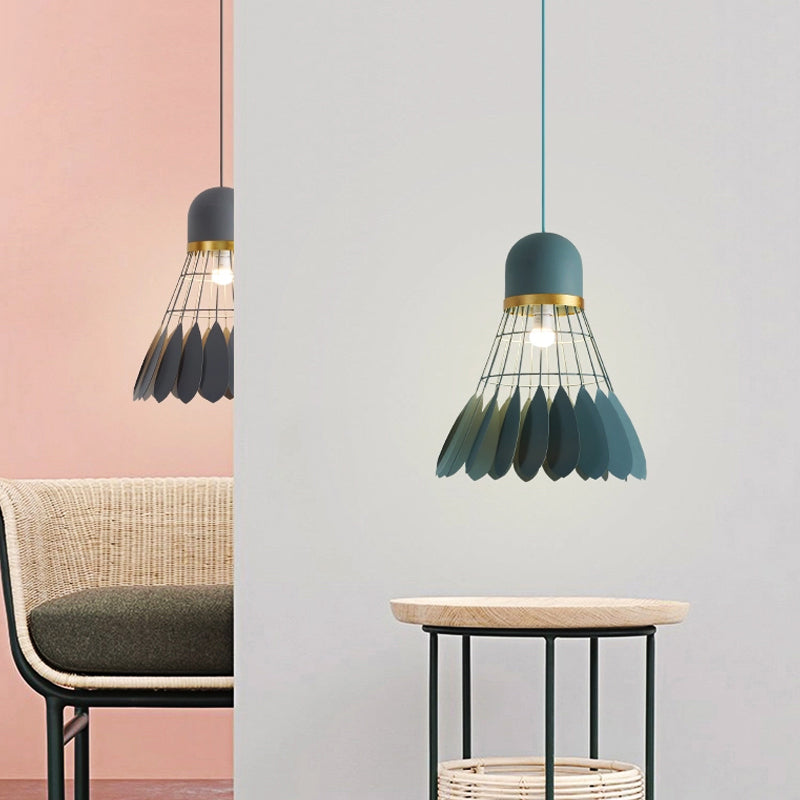 Badminton Hängeleuchte Kunstmetallic 1-Licht Esszimmer Pendelleuchte in Weiß/Schwarz/Grau