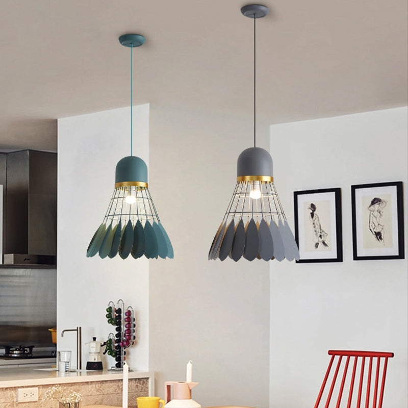 Badminton Hängeleuchte Kunstmetallic 1-Licht Esszimmer Pendelleuchte in Weiß/Schwarz/Grau