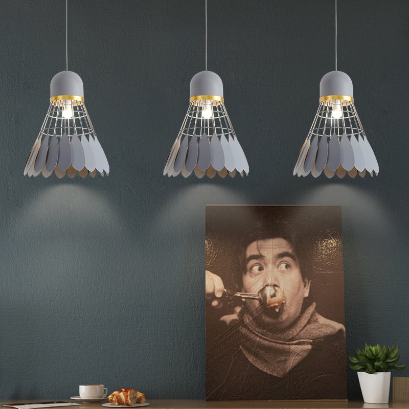 Badminton Hängeleuchte Kunstmetallic 1-Licht Esszimmer Pendelleuchte in Weiß/Schwarz/Grau