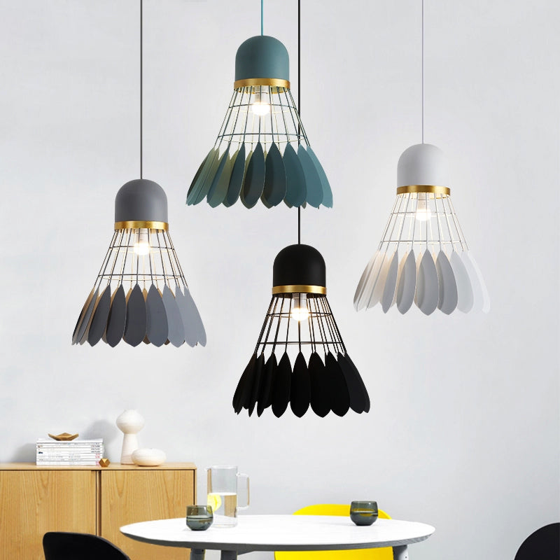 Badminton Hängeleuchte Kunstmetallic 1-Licht Esszimmer Pendelleuchte in Weiß/Schwarz/Grau