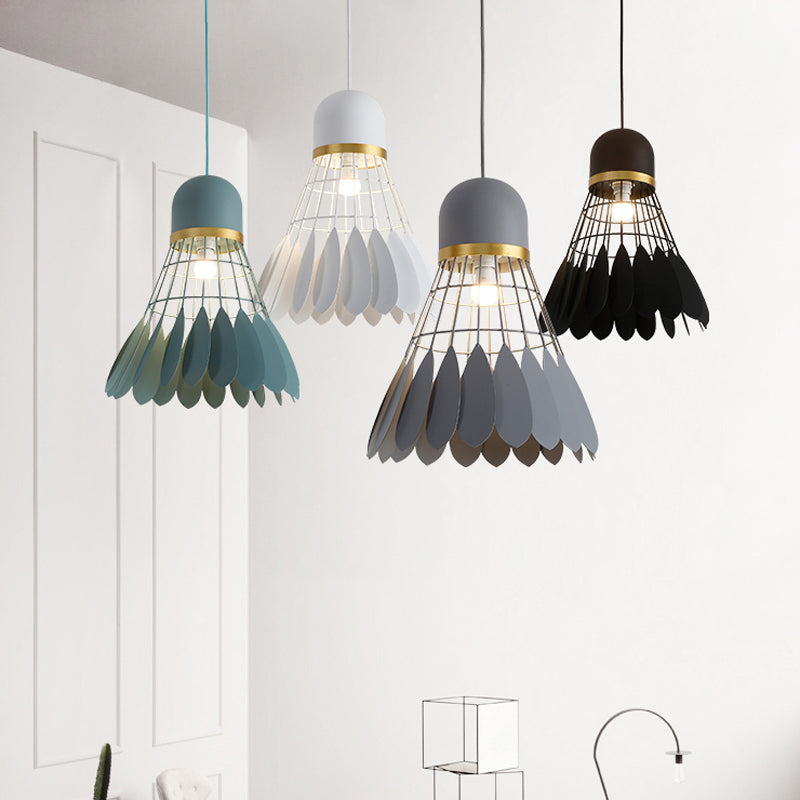 Badminton Hängeleuchte Kunstmetallic 1-Licht Esszimmer Pendelleuchte in Weiß/Schwarz/Grau
