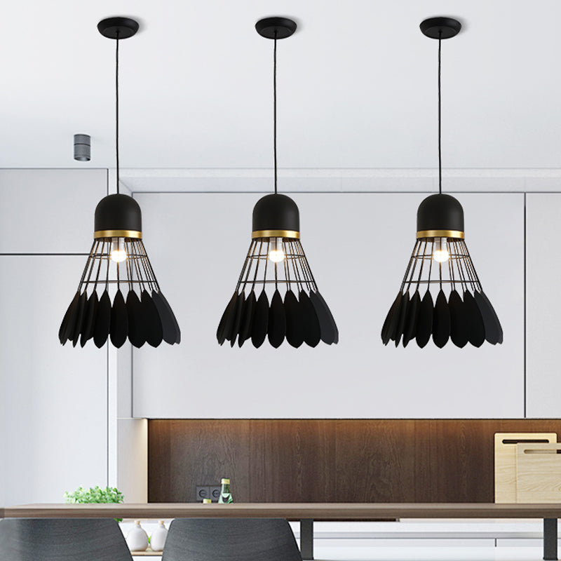 Badminton Hängeleuchte Kunstmetallic 1-Licht Esszimmer Pendelleuchte in Weiß/Schwarz/Grau