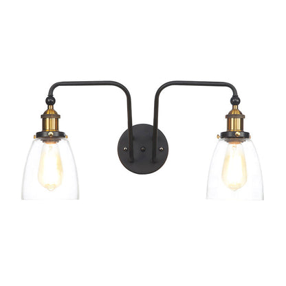 Frendorf | 2 Lichten Heldere Glazen Sconcelamp Industriële Stijl Zwarte Kegel/Bowl Woonkamer Wandverlichting Idee