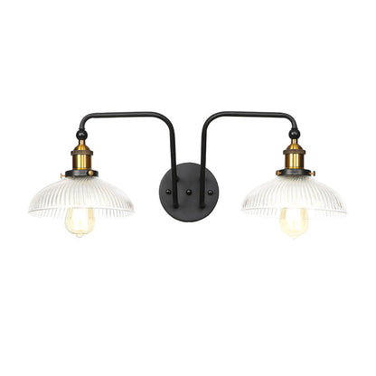 Frendorf | Schwarze Globe/Schalen-Wandleuchte Industriedesign Klarglas 2 Lichter Esszimmer Wandbeleuchtung
