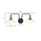 Frendorf | Schwarze Globe/Schalen-Wandleuchte Industriedesign Klarglas 2 Lichter Esszimmer Wandbeleuchtung