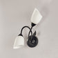 Frendorf | Rustieke Tulp Wandlantaarn Licht 2 Lampen Opal Frosted Glas Wandgemonteerde Lamp in Zwart/Goud voor Slaapkamer