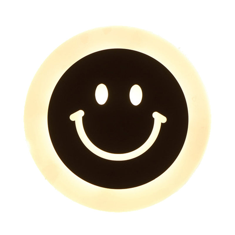 Frendorf | Dünne Runde LED-Wandlicht-Set Cartoon Acryl Weiß Smiley Wandlampe in Warm/Weiß Licht für Schlafzimmer