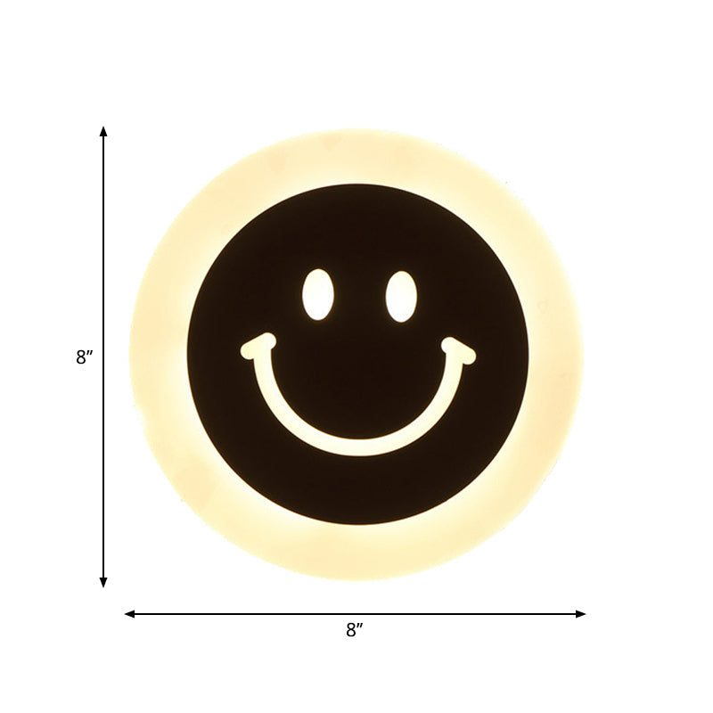 Frendorf | Dünne Runde LED-Wandlicht-Set Cartoon Acryl Weiß Smiley Wandlampe in Warm/Weiß Licht für Schlafzimmer