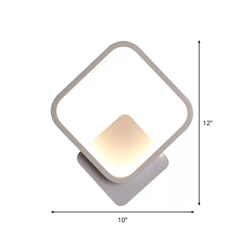 Frendorf | Fillet Quadrat Ring Acryl Wandleuchte Einfachheit Weiß LED Wandmontierte Lampe in Warm/Weiß Licht, 10"/12" Breit
