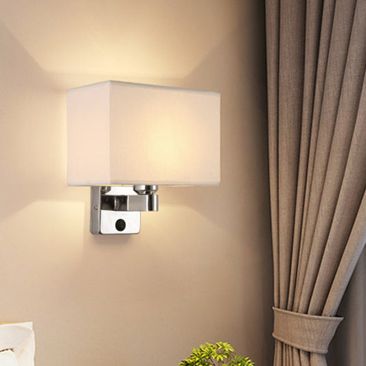 Frendorf | 1-Licht Schlafzimmer Wandlampe Nordic Schwarz/Weiß/Beige und Chrom Wandleuchte mit ovalem/quadratischem Stoffschirm