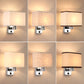 Frendorf | 1-Licht Schlafzimmer Wandlampe Nordic Schwarz/Weiß/Beige und Chrom Wandleuchte mit ovalem/quadratischem Stoffschirm