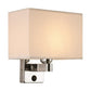 Frendorf | 1-Licht Schlafzimmer Wandlampe Nordic Schwarz/Weiß/Beige und Chrom Wandleuchte mit ovalem/quadratischem Stoffschirm