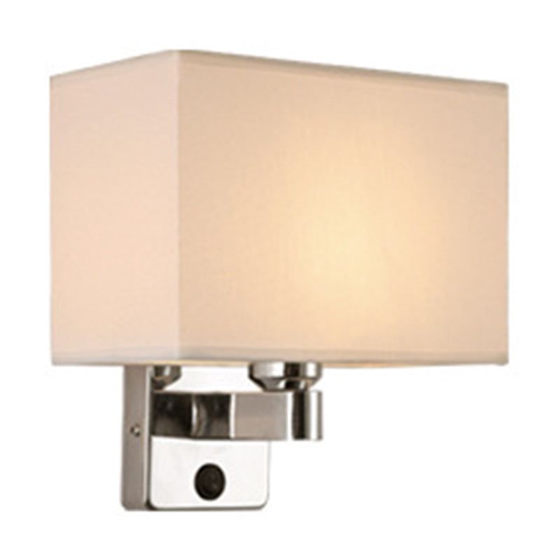 Frendorf | 1-Licht Schlafzimmer Wandlampe Nordic Schwarz/Weiß/Beige und Chrom Wandleuchte mit ovalem/quadratischem Stoffschirm
