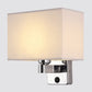 Frendorf | 1-Licht Schlafzimmer Wandlampe Nordic Schwarz/Weiß/Beige und Chrom Wandleuchte mit ovalem/quadratischem Stoffschirm