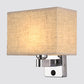 Frendorf | 1-Licht Schlafzimmer Wandlampe Nordic Schwarz/Weiß/Beige und Chrom Wandleuchte mit ovalem/quadratischem Stoffschirm
