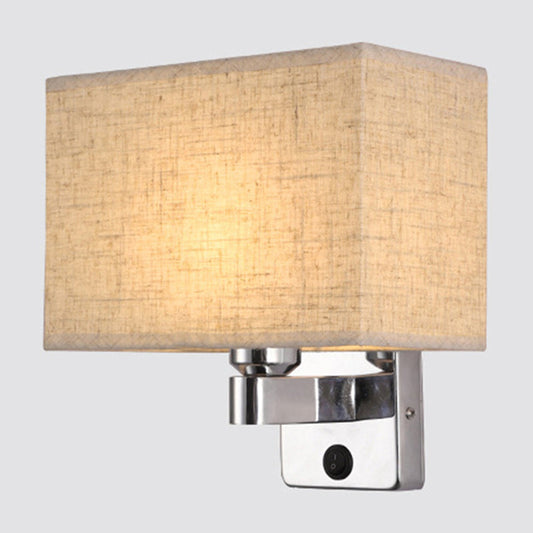 Frendorf | 1-Licht Schlafzimmer Wandlampe Nordic Schwarz/Weiß/Beige und Chrom Wandleuchte mit ovalem/quadratischem Stoffschirm