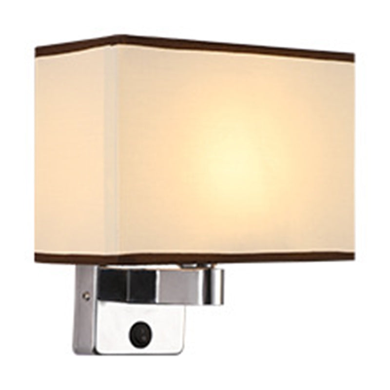 Frendorf | 1-Licht Schlafzimmer Wandlampe Nordic Schwarz/Weiß/Beige und Chrom Wandleuchte mit ovalem/quadratischem Stoffschirm