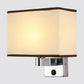 Frendorf | 1-Licht Schlafzimmer Wandlampe Nordic Schwarz/Weiß/Beige und Chrom Wandleuchte mit ovalem/quadratischem Stoffschirm