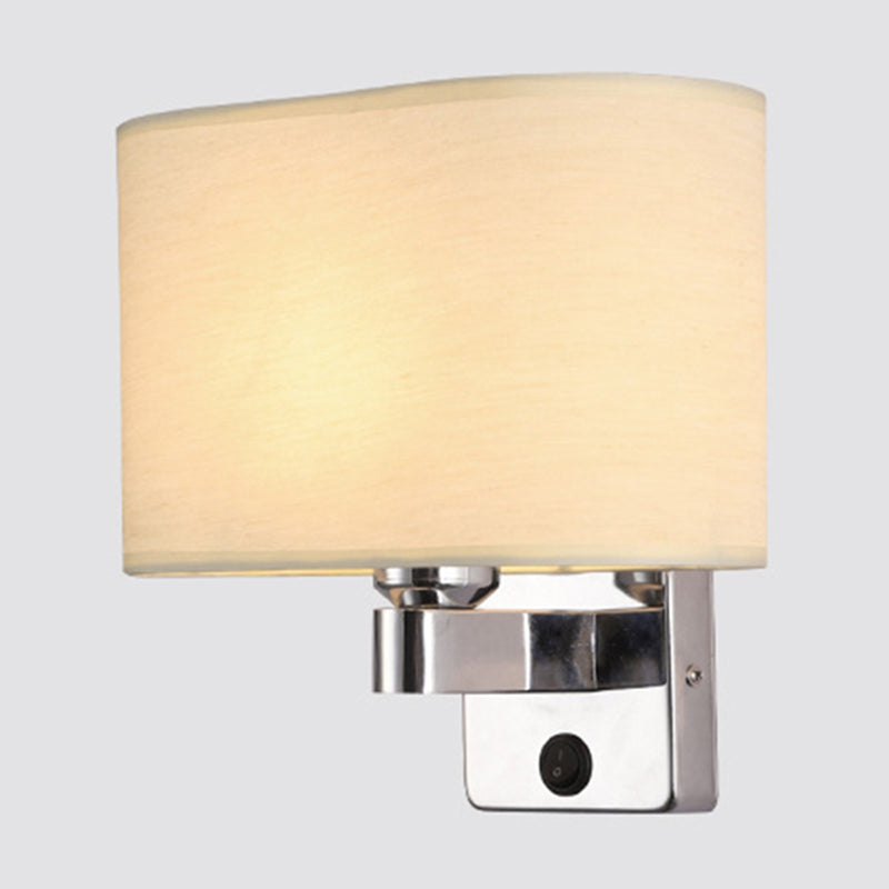 Frendorf | 1-Licht Schlafzimmer Wandlampe Nordic Schwarz/Weiß/Beige und Chrom Wandleuchte mit ovalem/quadratischem Stoffschirm