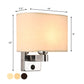 Frendorf | 1-Licht Schlafzimmer Wandlampe Nordic Schwarz/Weiß/Beige und Chrom Wandleuchte mit ovalem/quadratischem Stoffschirm