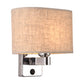 Frendorf | 1-Licht Schlafzimmer Wandlampe Nordic Schwarz/Weiß/Beige und Chrom Wandleuchte mit ovalem/quadratischem Stoffschirm