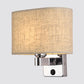 Frendorf | 1-Licht Schlafzimmer Wandlampe Nordic Schwarz/Weiß/Beige und Chrom Wandleuchte mit ovalem/quadratischem Stoffschirm