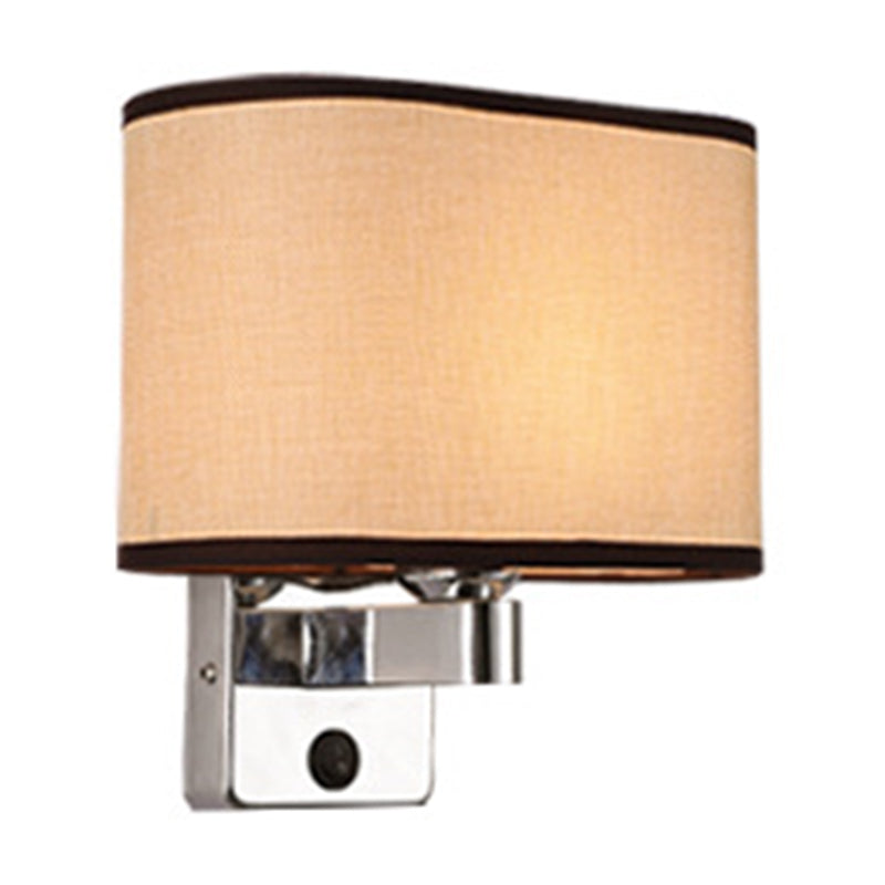Frendorf | 1-Licht Schlafzimmer Wandlampe Nordic Schwarz/Weiß/Beige und Chrom Wandleuchte mit ovalem/quadratischem Stoffschirm