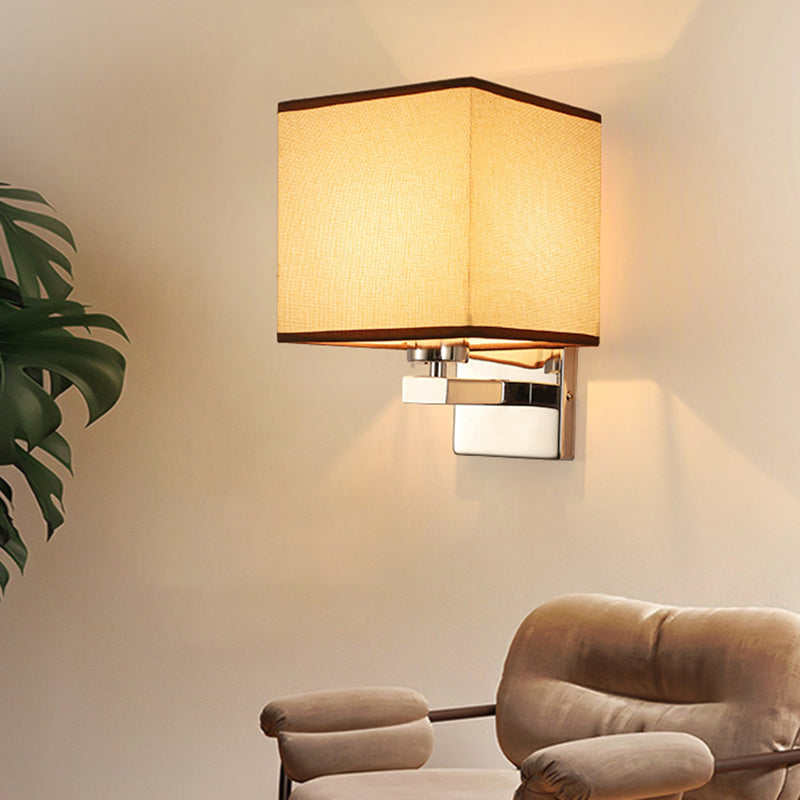 Frendorf | Beige/Flachs/Kaffeewürfel Wandleuchte Nordischer Stil 1 Kopf Stoff Wandmontierte Lichtquelle für Schlafzimmer