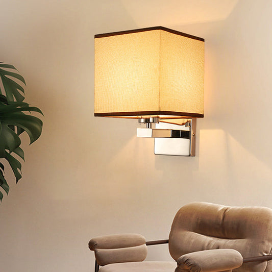 Frendorf | Beige/Flachs/Kaffeewürfel Wandleuchte Nordischer Stil 1 Kopf Stoff Wandmontierte Lichtquelle für Schlafzimmer