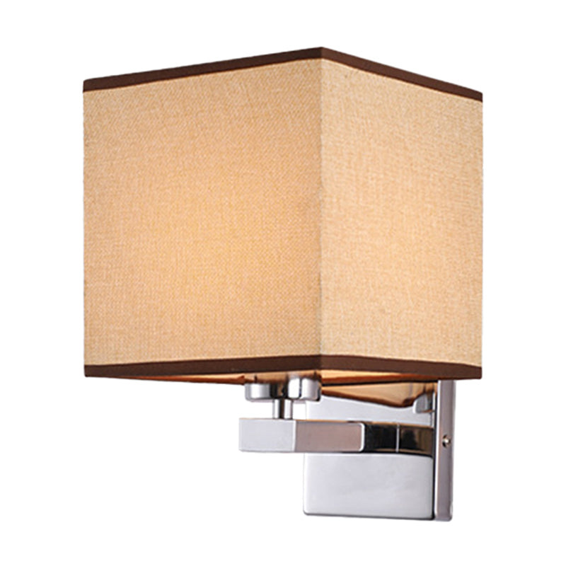 Frendorf | Beige/Flachs/Kaffeewürfel Wandleuchte Nordischer Stil 1 Kopf Stoff Wandmontierte Lichtquelle für Schlafzimmer