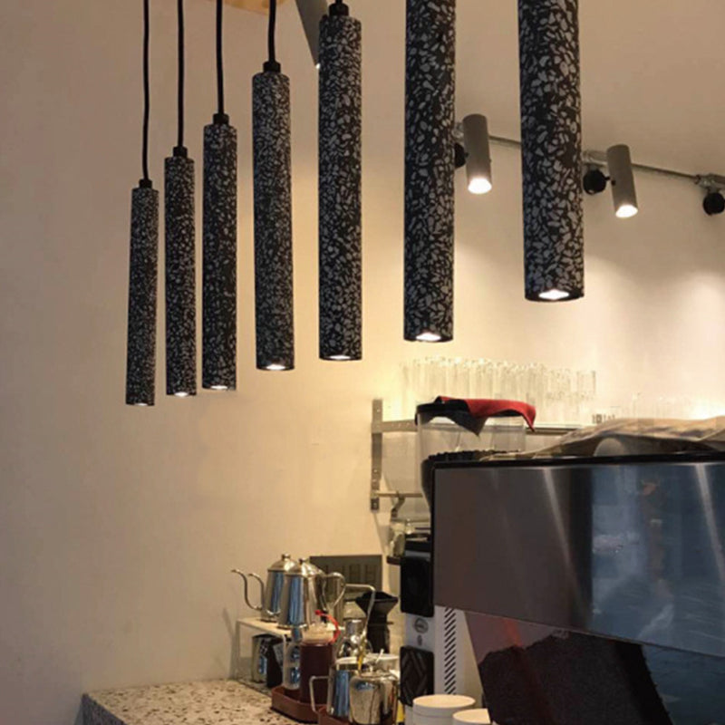 Terrazzo Flöte Pendelleuchte Nordic 10"/19.5" Hoch LED Bistro Hängelampe in Weiß/Schwarz
