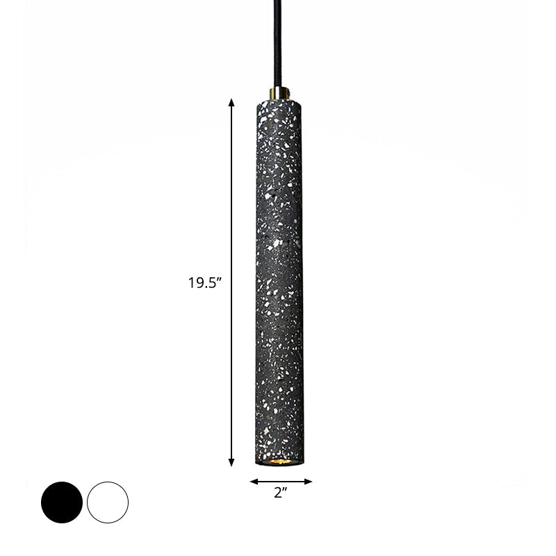 Terrazzo Flöte Pendelleuchte Nordic 10"/19.5" Hoch LED Bistro Hängelampe in Weiß/Schwarz