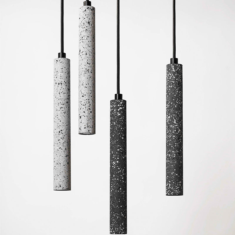 Terrazzo Flöte Pendelleuchte Nordic 10"/19.5" Hoch LED Bistro Hängelampe in Weiß/Schwarz