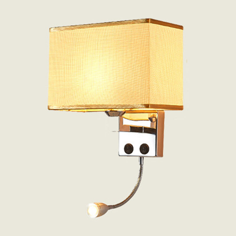 Frendorf | Stoff Rechteckiger Spotlight Wandleuchte Nordic 1-Licht Schwarz/Leinen/Beige Wandmontierte Beleuchtungseinrichtung