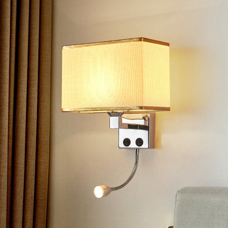 Frendorf | Stoff Rechteckiger Spotlight Wandleuchte Nordic 1-Licht Schwarz/Leinen/Beige Wandmontierte Beleuchtungseinrichtung