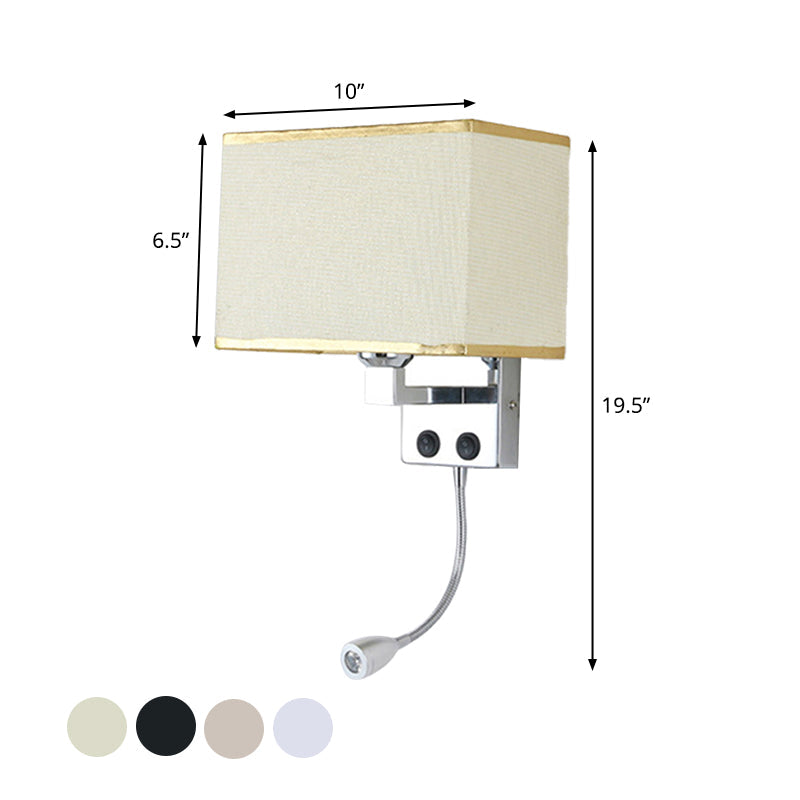 Frendorf | Stoff Rechteckiger Spotlight Wandleuchte Nordic 1-Licht Schwarz/Leinen/Beige Wandmontierte Beleuchtungseinrichtung
