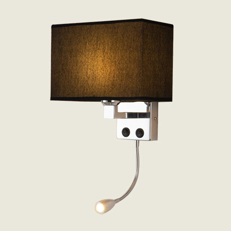 Frendorf | Stoff Rechteckiger Spotlight Wandleuchte Nordic 1-Licht Schwarz/Leinen/Beige Wandmontierte Beleuchtungseinrichtung