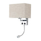 Frendorf | Stoff Rechteckiger Spotlight Wandleuchte Nordic 1-Licht Schwarz/Leinen/Beige Wandmontierte Beleuchtungseinrichtung