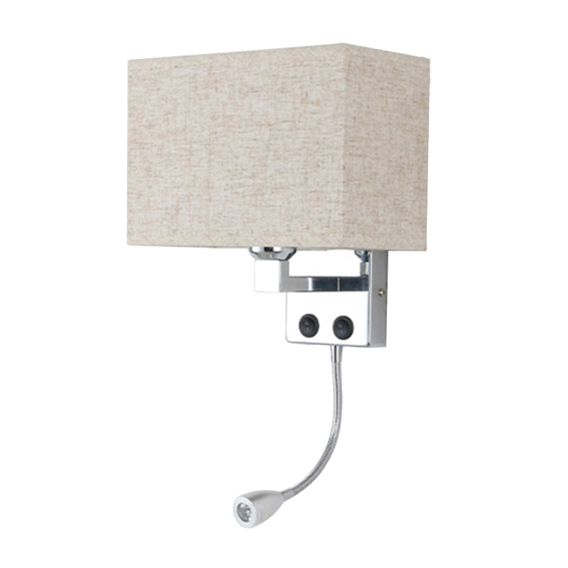 Frendorf | Stoff Rechteckiger Spotlight Wandleuchte Nordic 1-Licht Schwarz/Leinen/Beige Wandmontierte Beleuchtungseinrichtung