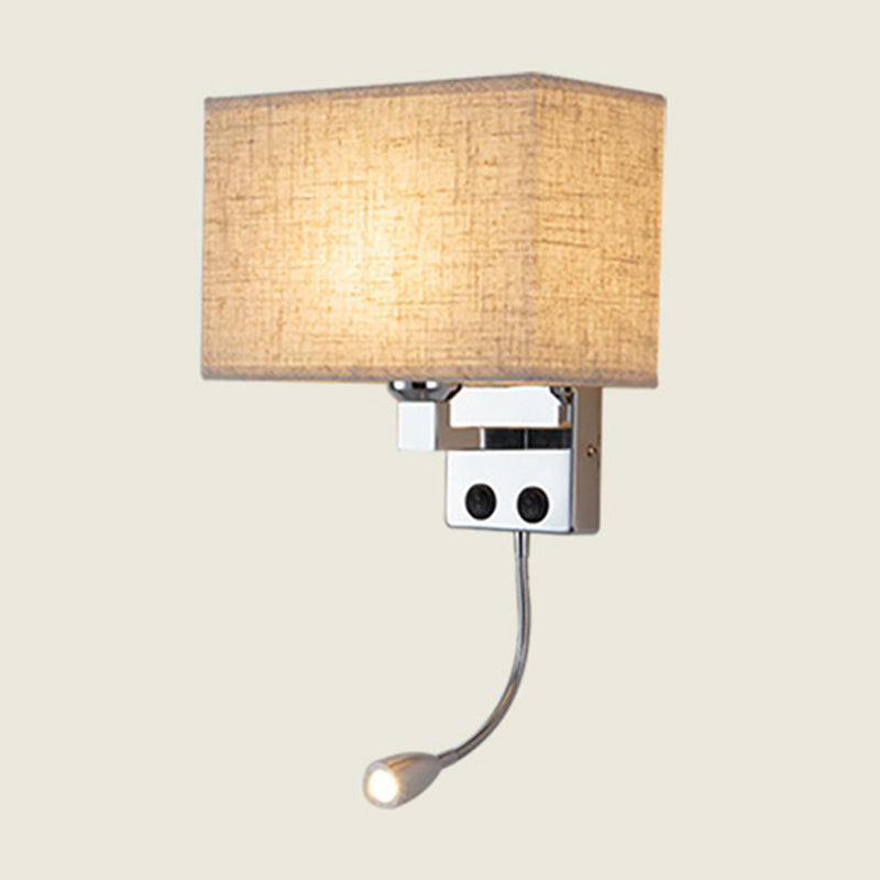 Frendorf | Stoff Rechteckiger Spotlight Wandleuchte Nordic 1-Licht Schwarz/Leinen/Beige Wandmontierte Beleuchtungseinrichtung