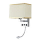 Frendorf | Schwarz/Weiß/Flachs Kubus Wandleuchte Moderne Einzelfabric-Wandlampe mit USB-Anschluss und Spotlichter