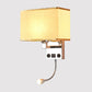 Frendorf | Schwarz/Weiß/Flachs Kubus Wandleuchte Moderne Einzelfabric-Wandlampe mit USB-Anschluss und Spotlichter