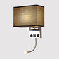 Frendorf | Schwarz/Weiß/Flachs Kubus Wandleuchte Moderne Einzelfabric-Wandlampe mit USB-Anschluss und Spotlichter