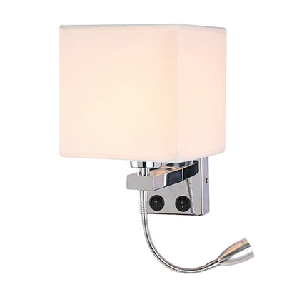 Frendorf | 1 Kopf Nachttisch Wand Leseleuchte Moderne Schwarz/Beige/Kaffee Spotlight Wandlampe mit rechteckigem Stoffschirm
