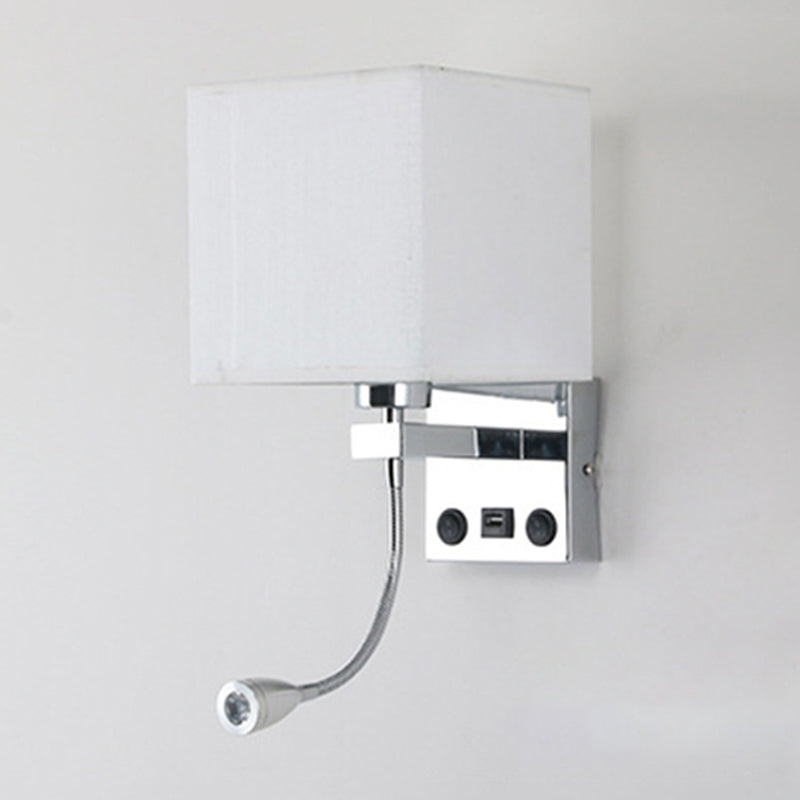 1 Kopf Nachttisch Wand Leseleuchte Modern Schwarz/Beige/Kaffee Spotlight Wandlicht mit rechteckigem Stoffschirm