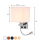 1 Kopf Nachttisch Wand Leseleuchte Modern Schwarz/Beige/Kaffee Spotlight Wandlicht mit rechteckigem Stoffschirm