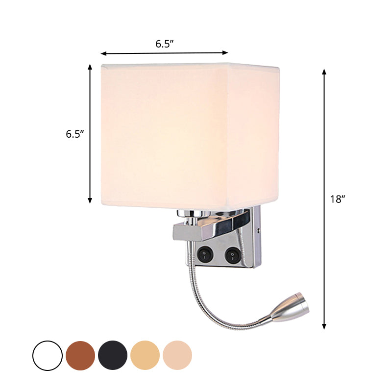 1 Kopf Nachttisch Wand Leseleuchte Modern Schwarz/Beige/Kaffee Spotlight Wandlicht mit rechteckigem Stoffschirm