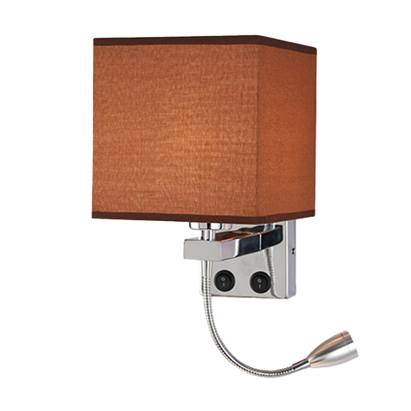 1 Kopf Nachttisch Wand Leseleuchte Modern Schwarz/Beige/Kaffee Spotlight Wandlicht mit rechteckigem Stoffschirm