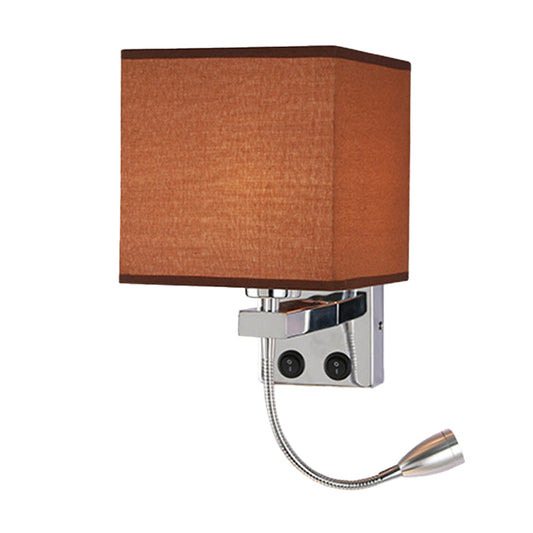 Frendorf | 1 Kopf Nachttisch Wand Leseleuchte Moderne Schwarz/Beige/Kaffee Spotlight Wandlampe mit rechteckigem Stoffschirm