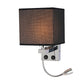 1 Kopf Nachttisch Wand Leseleuchte Modern Schwarz/Beige/Kaffee Spotlight Wandlicht mit rechteckigem Stoffschirm